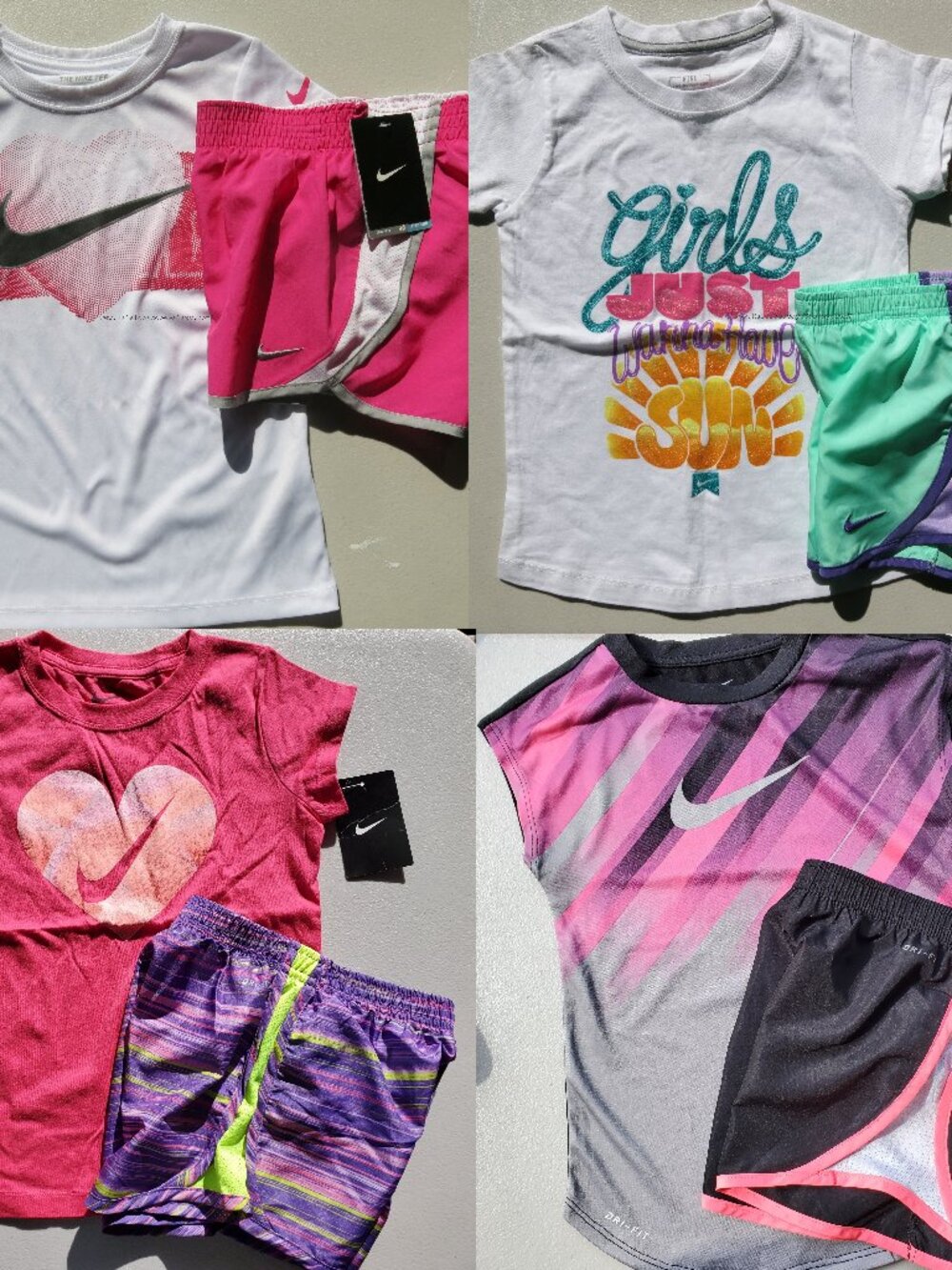 Nike Girls 6X 8pc Summer Running Shorts w/ T-Shirts ~